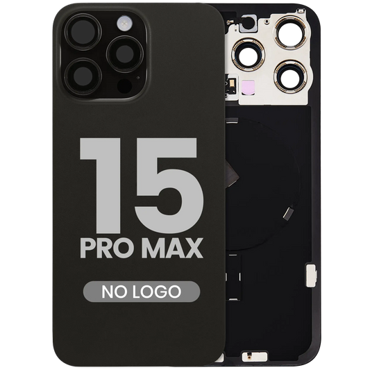 Back Glass w/ MagSafe Magnet & NFC & Flashlight Flex For iPhone 15 Pro Max (Aftermarket) (Black Titanium) (No Logo)