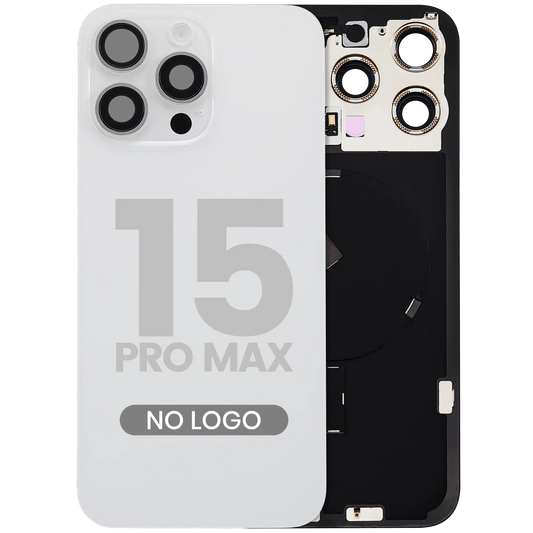Back Glass w/ MagSafe Magnet & NFC & Flashlight Flex For iPhone 15 Pro Max (Aftermarket) (White Titanium) (No Logo)