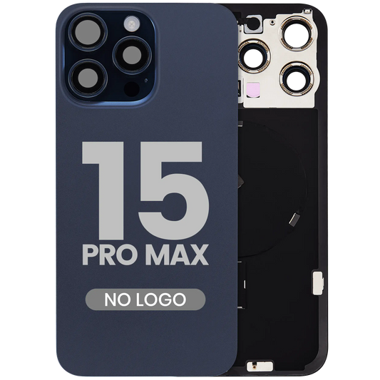 Back Glass w/ MagSafe Magnet & NFC & Flashlight Flex For iPhone 15 Pro Max (Aftermarket) (Blue Titanium) (No Logo)
