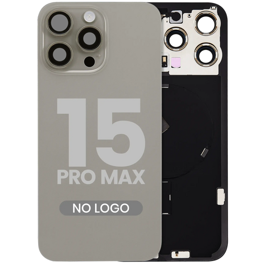Back Glass w/ MagSafe Magnet & NFC & Flashlight Flex For iPhone 15 Pro Max (Aftermarket) (Natural Titanium) (No Logo)