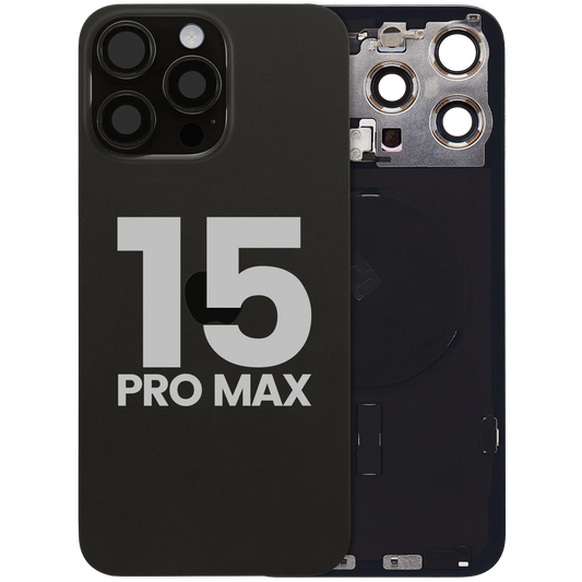 Back Glass w/ MagSafe Magnet & NFC & Flashlight Flex For iPhone 15 Pro Max (Used OEM Pull: Grade B) (Black Titanium)
