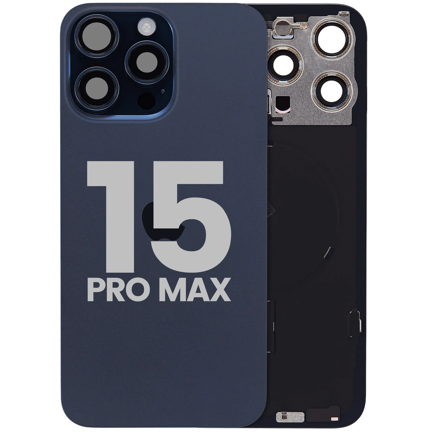 Back Glass w/ MagSafe Magnet & NFC & Flashlight Flex For iPhone 15 Pro Max (Used OEM Pull: Grade B) (Blue Titanium)