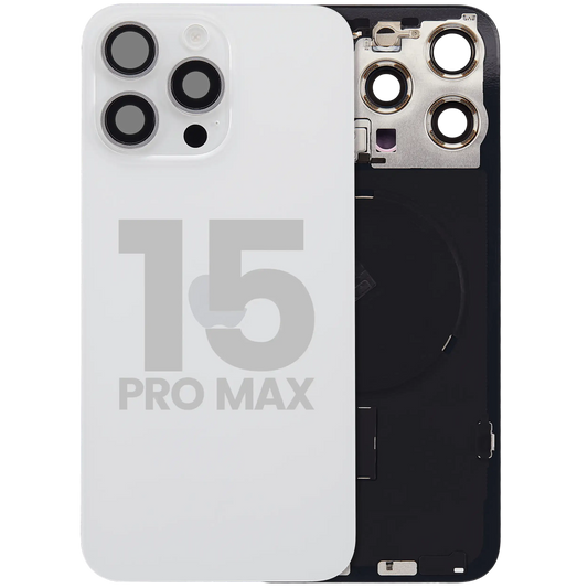 Back Glass w/ MagSafe Magnet & NFC & Flashlight Flex For iPhone 15 Pro Max (Used OEM Pull: Grade B) (White Titanium)