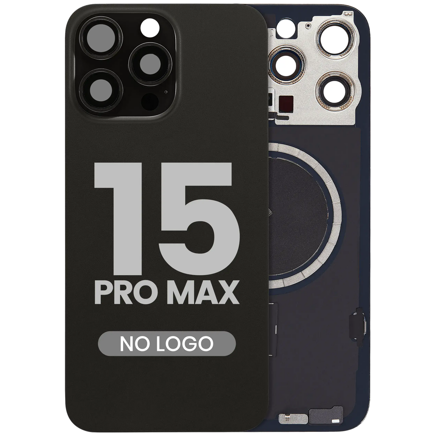 Back Glass w/ MagSafe Magnet For iPhone 15 Pro Max (Aftermarket) (Black Titanium) (No Logo)