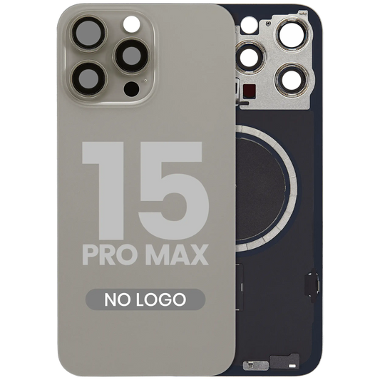 Back Glass w/ MagSafe Magnet For iPhone 15 Pro Max (Aftermarket) (Natural Titanium) (No Logo)