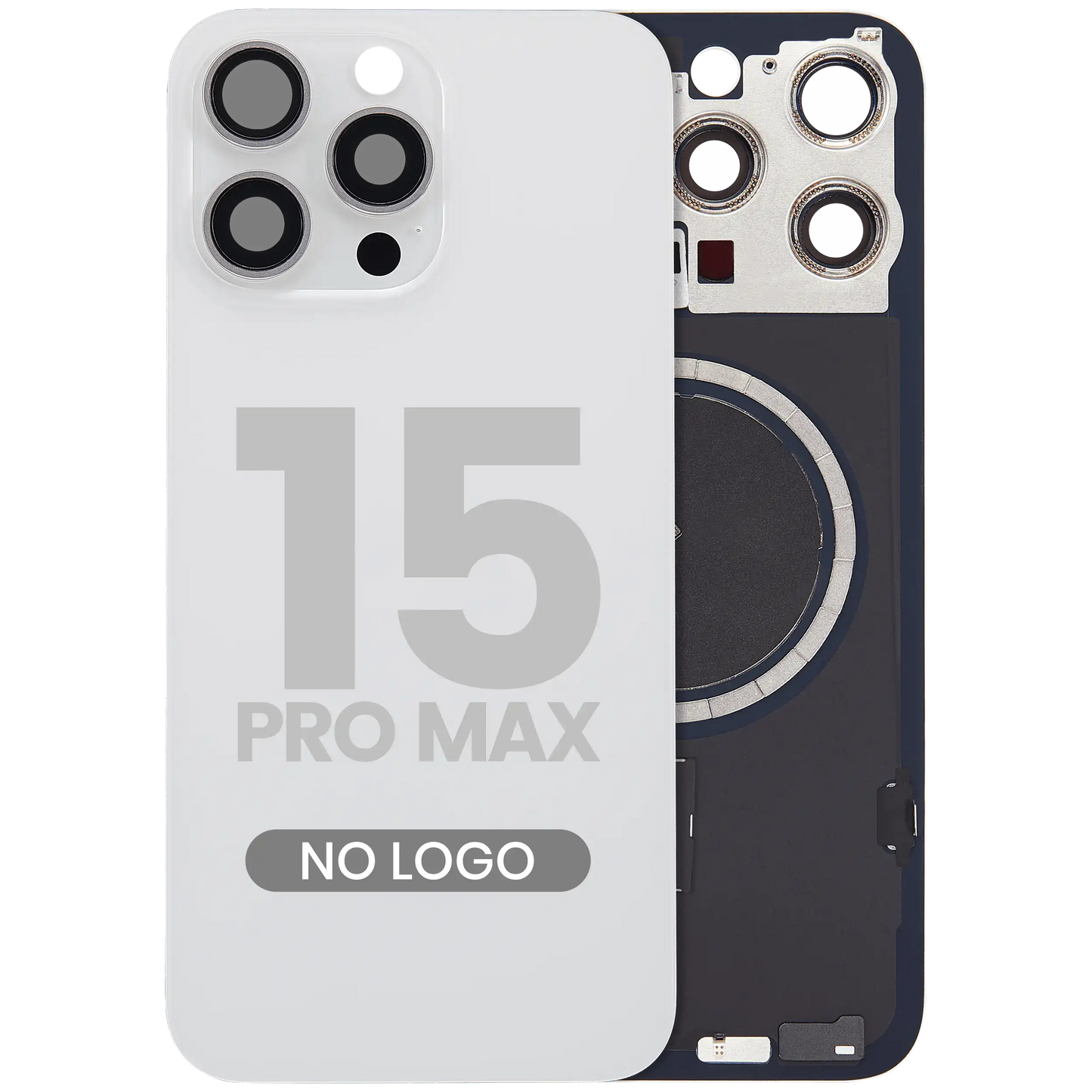 Back Glass w/ MagSafe Magnet For iPhone 15 Pro Max (Aftermarket) (White Titanium) (No Logo)