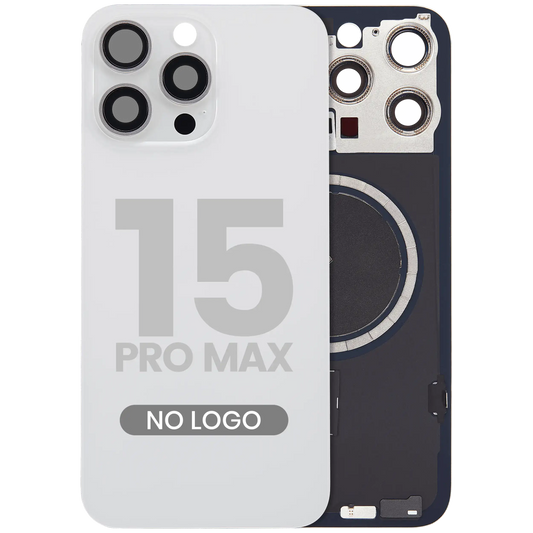 Back Glass w/ MagSafe Magnet For iPhone 15 Pro Max (Aftermarket) (White Titanium) (No Logo)
