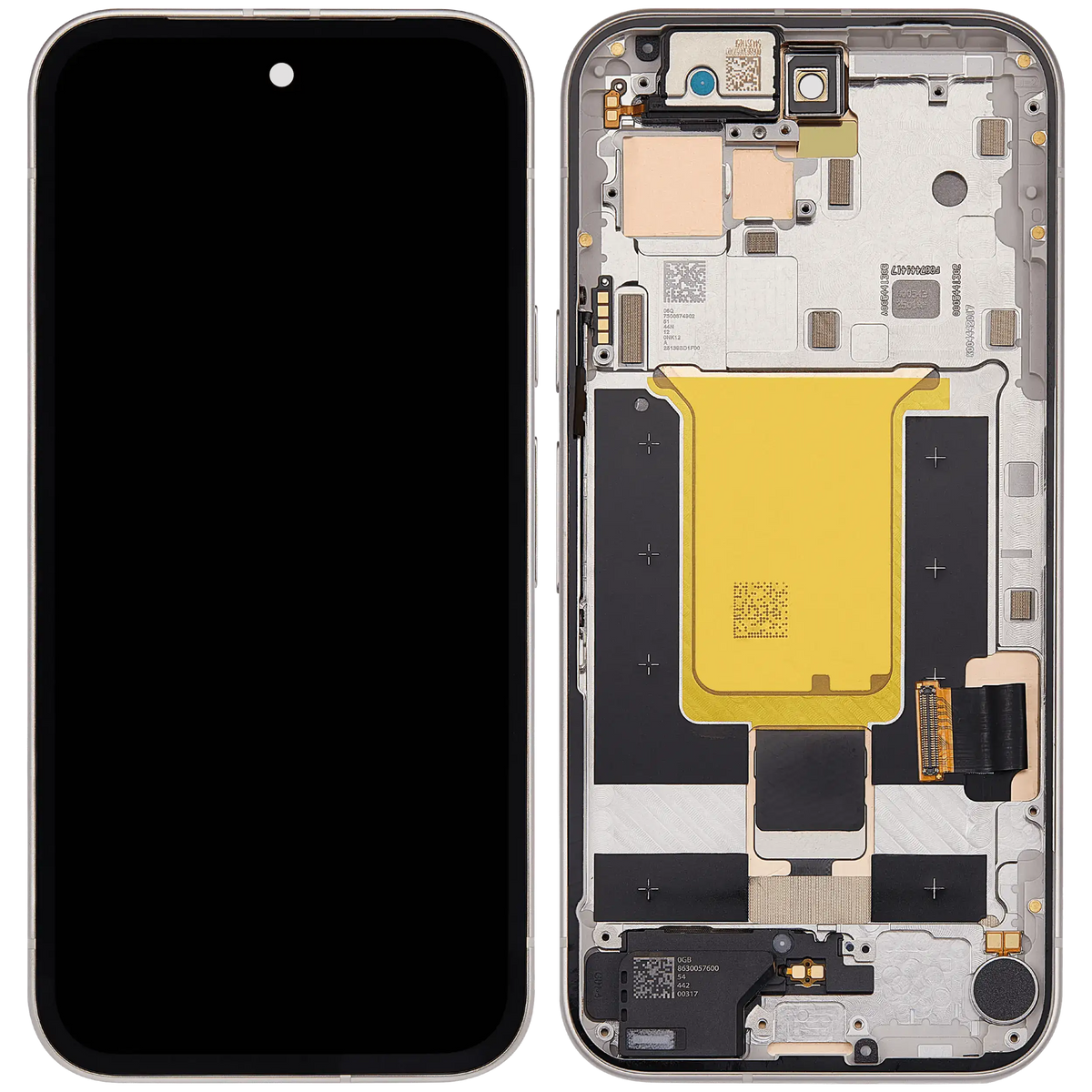 OLED Assembly With Frame Compatible (With Fingerprint Sensor) For Google Pixel 9A (Refurbished) (Porcelain) - replacement part secondary detail