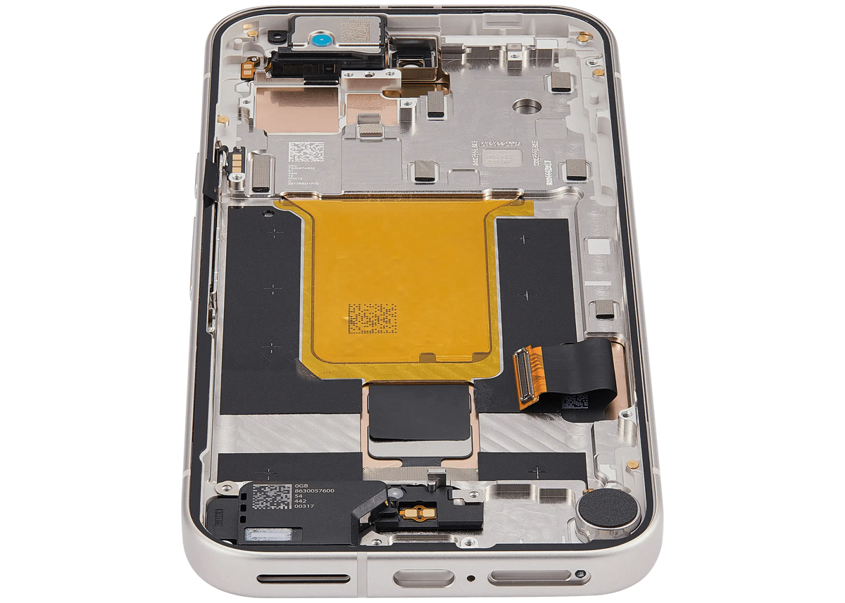 OLED Assembly With Frame Compatible (With Fingerprint Sensor) For Google Pixel 9A (Refurbished) (Porcelain) - replacement component detail view