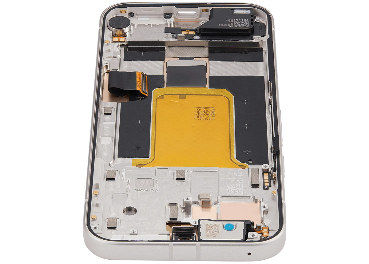 OLED Assembly With Frame Compatible (With Fingerprint Sensor) For Google Pixel 9A (Refurbished) (Porcelain) - phone repair part close-up