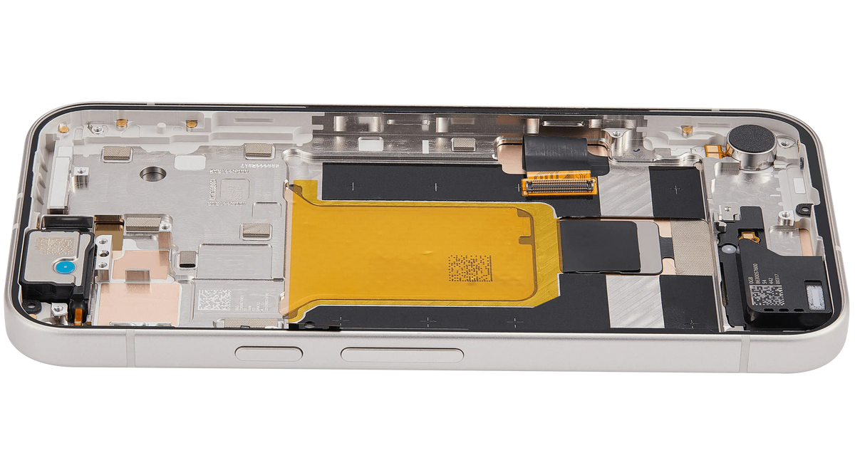 OLED Assembly With Frame Compatible (With Fingerprint Sensor) For Google Pixel 9A (Refurbished) (Porcelain) - repair component detailed angle