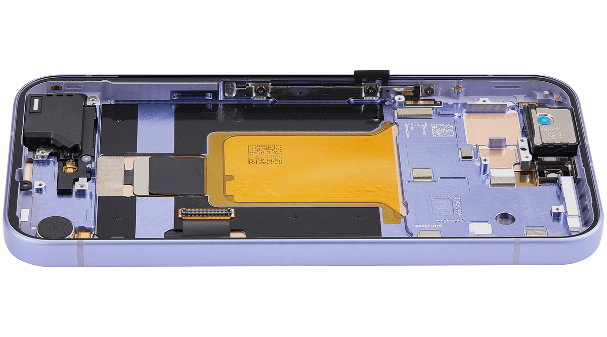 OLED Assembly With Frame Compatible (With Fingerprint Sensor) For Google Pixel 9A (Refurbished) (Iris) - repair component detailed angle