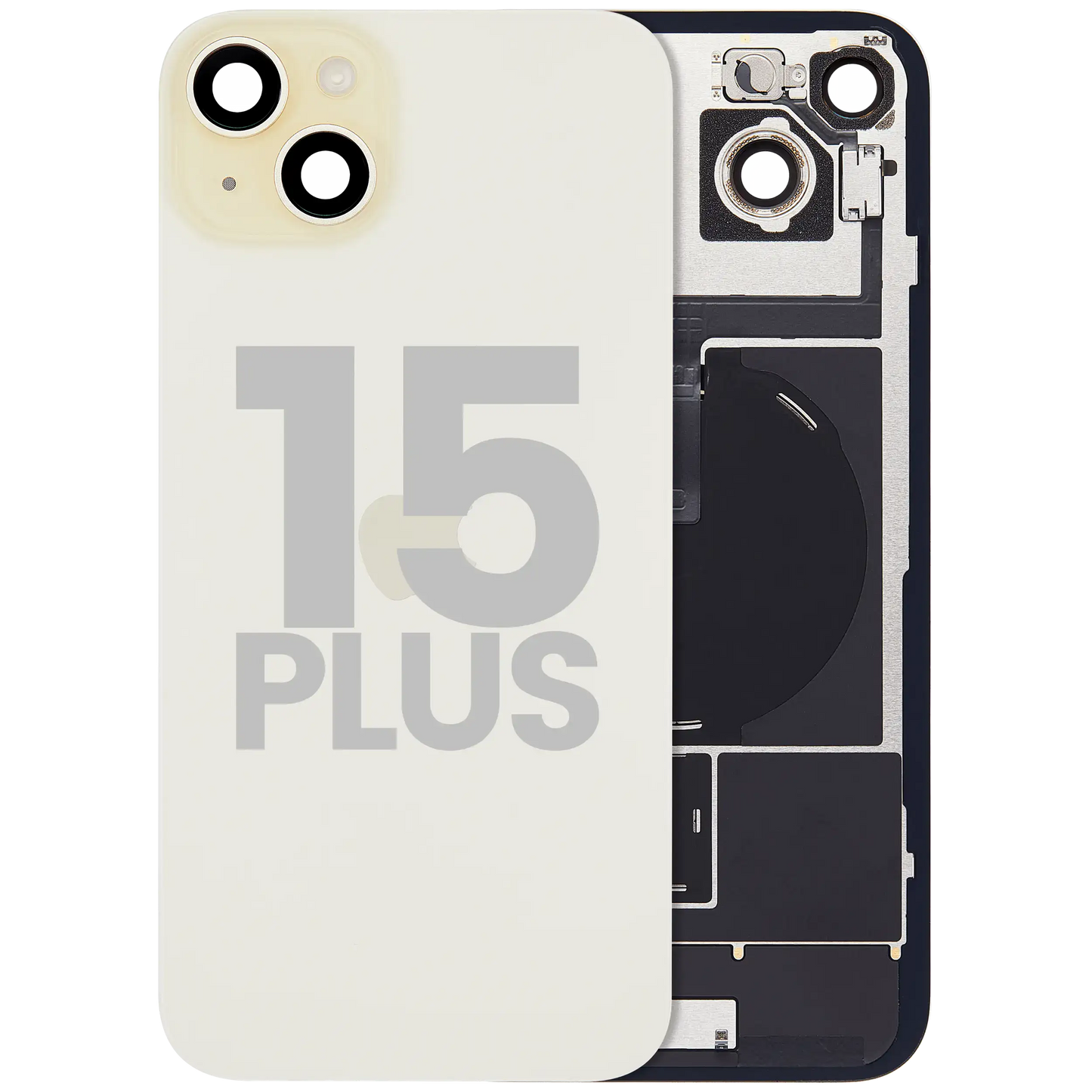 Back Glass w/ MagSafe Magnet & NFC & Flashlight Flex For iPhone 15 Plus (Used OEM Pull: Grade A) (Yellow)