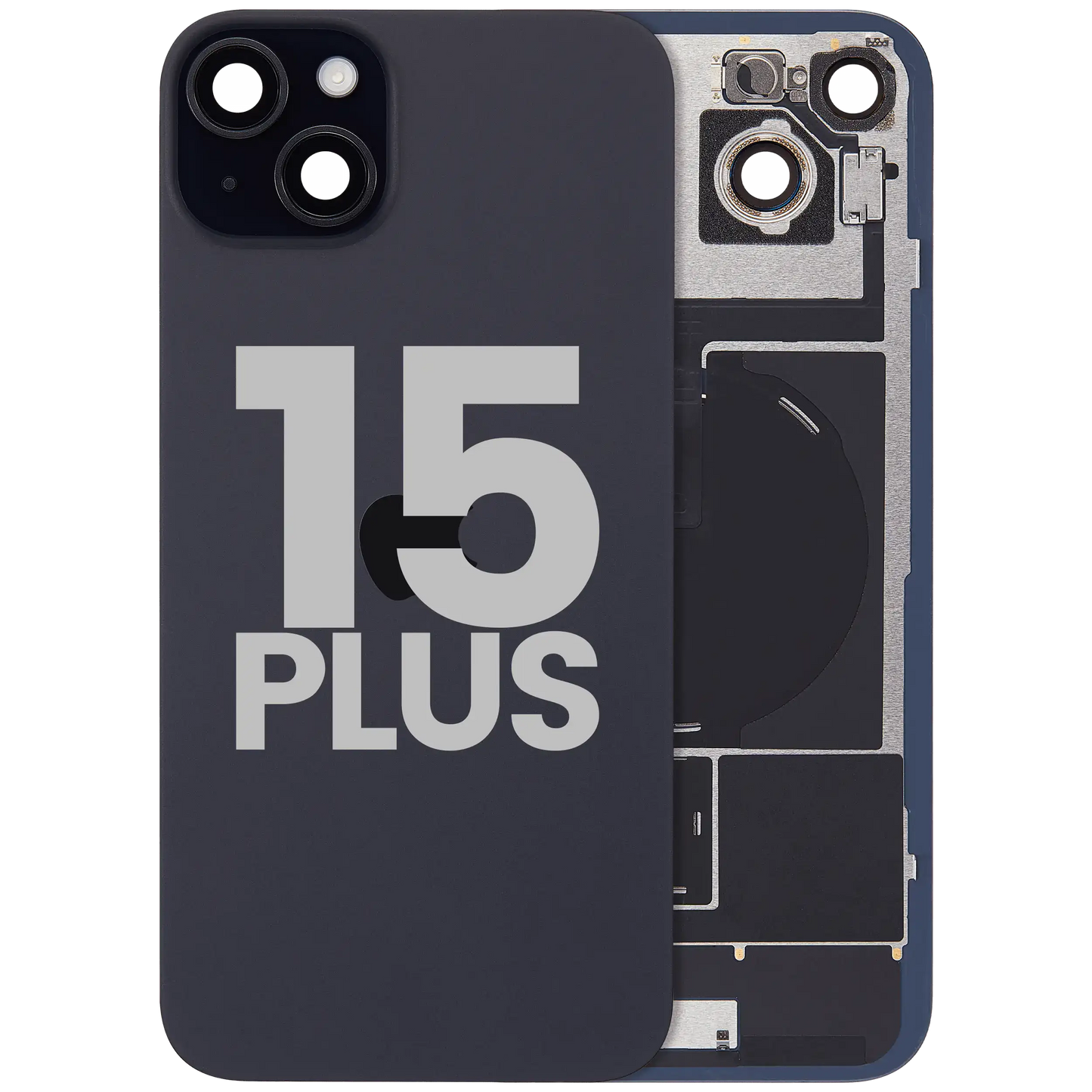 Back Glass w/ MagSafe Magnet & NFC & Flashlight Flex For iPhone 15 Plus (Used OEM Pull: Grade C) (Black)