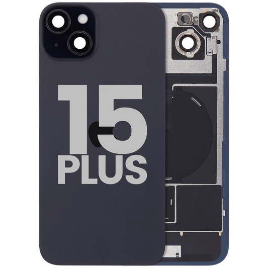 Back Glass w/ MagSafe Magnet & NFC & Flashlight Flex For iPhone 15 Plus (Used OEM Pull: Grade C) (Black)