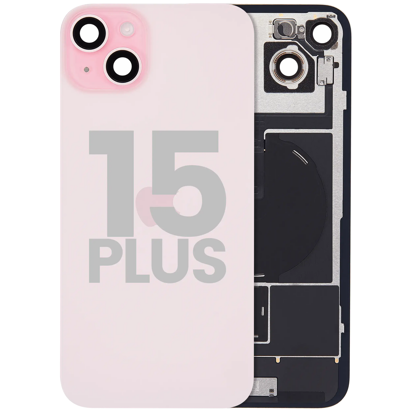 Back Glass w/ MagSafe Magnet & NFC & Flashlight Flex For iPhone 15 Plus (Used OEM Pull: Grade C) (Pink)