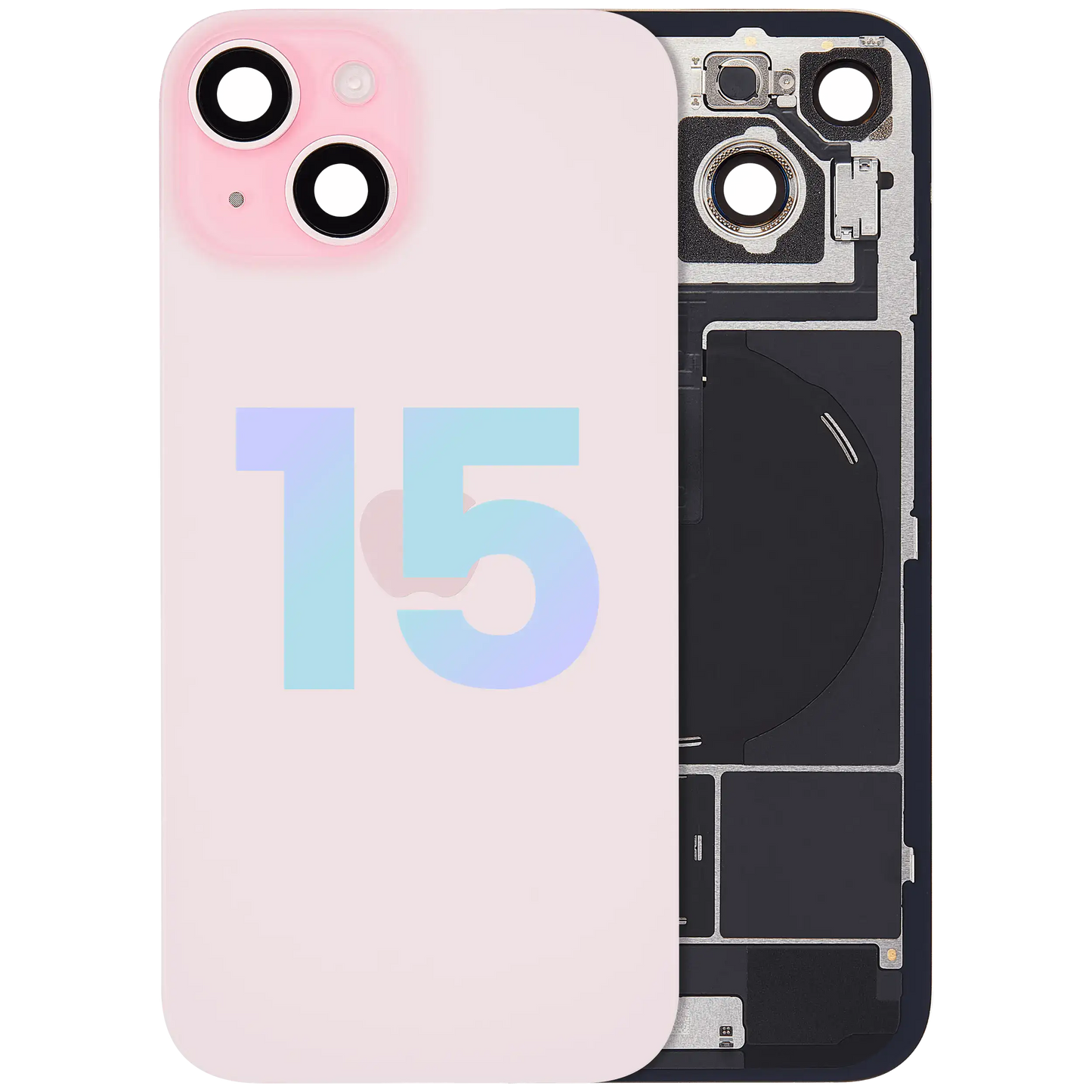 Back Glass w/ MagSafe Magnet & NFC & Flashlight Flex For iPhone 15 (Service Pack) (Pink)