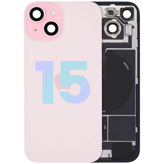 Back Glass w/ MagSafe Magnet & NFC & Flashlight Flex For iPhone 15 (Service Pack) (Pink)