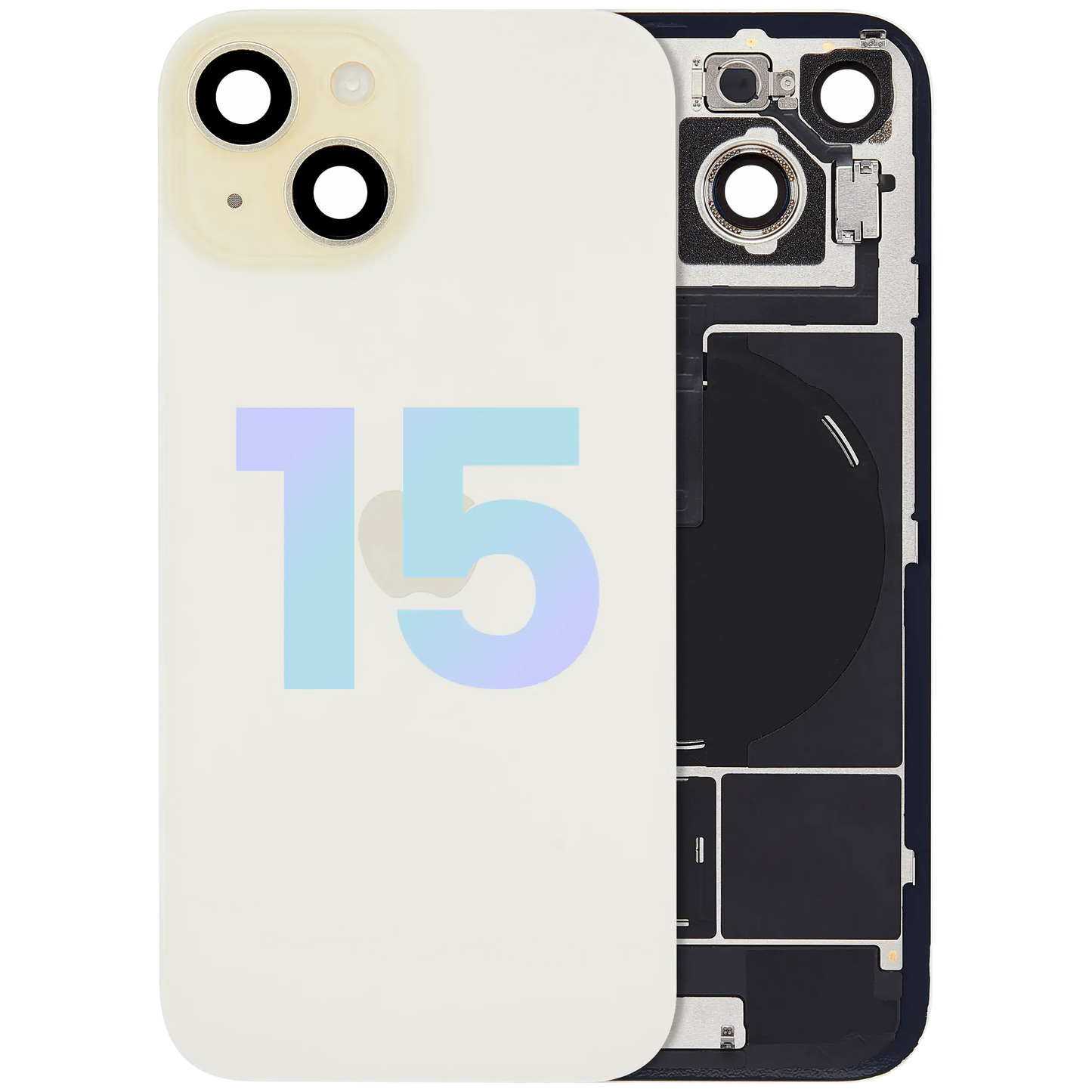 Back Glass w/ MagSafe Magnet & NFC & Flashlight Flex For iPhone 15 (Service Pack) (Yellow)
