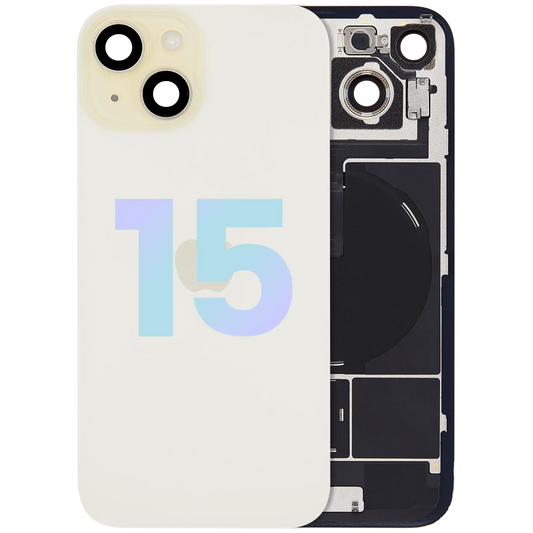 Back Glass w/ MagSafe Magnet & NFC & Flashlight Flex For iPhone 15 (Service Pack) (Yellow)