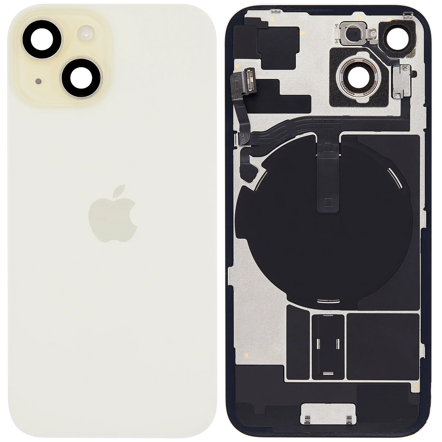 Back Glass w/ MagSafe Magnet & NFC & Flashlight Flex For iPhone 15 (Service Pack) (Yellow)