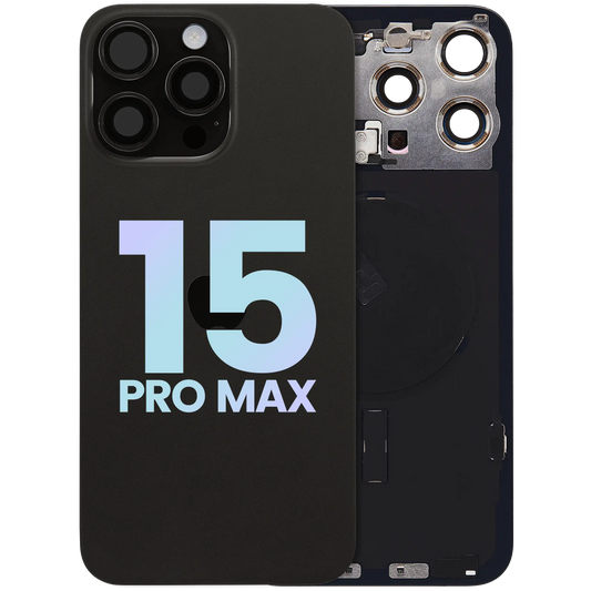 Back Glass w/ MagSafe Magnet & NFC & Flashlight Flex For IPhone 15 Pro Max (Service Pack) (Black Titanium)