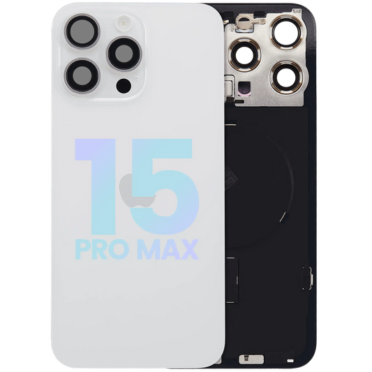 Back Glass w/ MagSafe Magnet & NFC & Flashlight Flex For IPhone 15 Pro Max (Service Pack) (White Titanium)