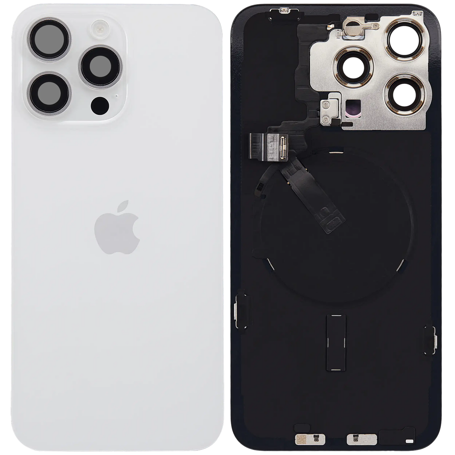 Back Glass w/ MagSafe Magnet & NFC & Flashlight Flex For IPhone 15 Pro Max (Service Pack) (White Titanium)