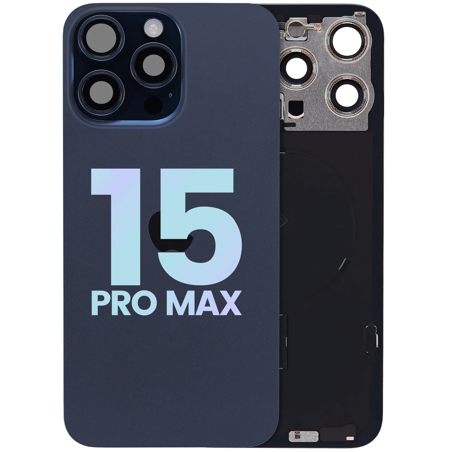 Back Glass w/ MagSafe Magnet & NFC & Flashlight Flex For IPhone 15 Pro Max (Service Pack) (Blue Titanium)