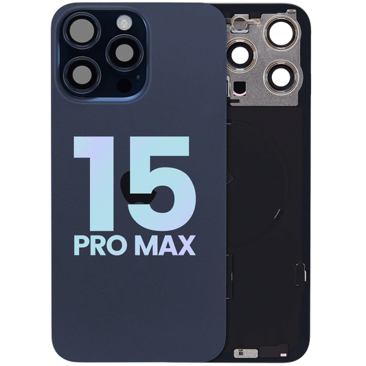 Back Glass w/ MagSafe Magnet & NFC & Flashlight Flex For IPhone 15 Pro Max (Service Pack) (Blue Titanium)