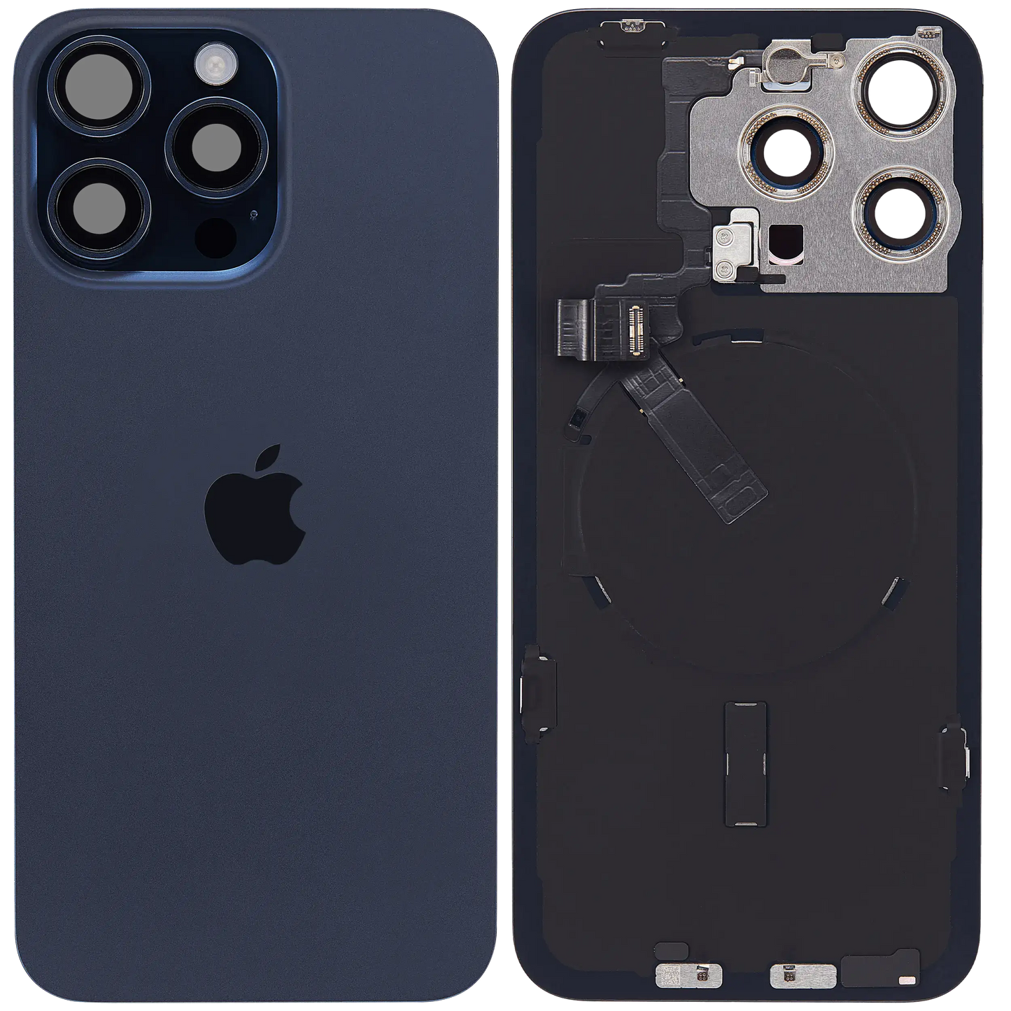 Back Glass w/ MagSafe Magnet & NFC & Flashlight Flex For IPhone 15 Pro Max (Service Pack) (Blue Titanium)
