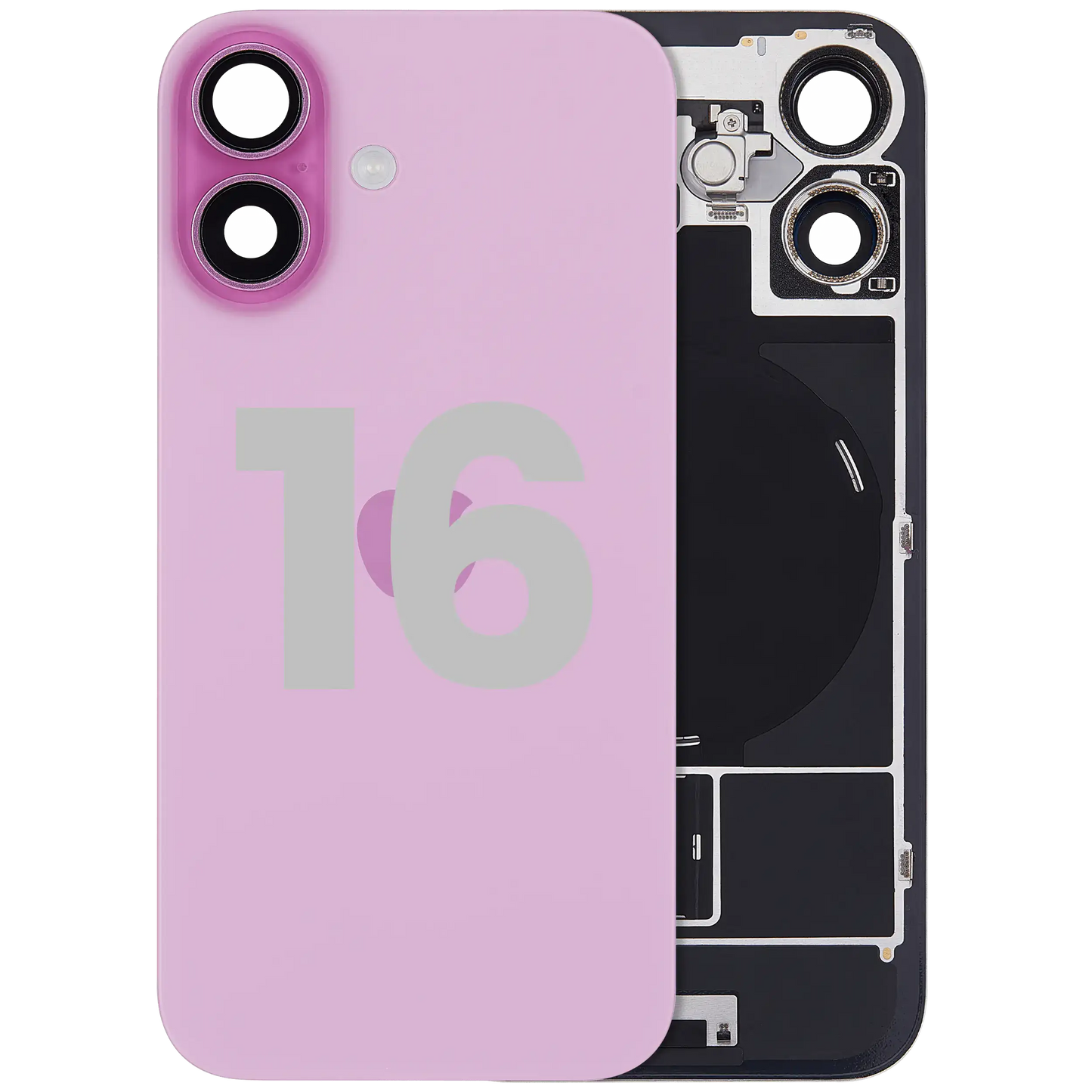 Back Glass w/ MagSafe Magnet & NFC & Flashlight Flex For iPhone 16 (Used OEM Pull: Grade A) (Pink)