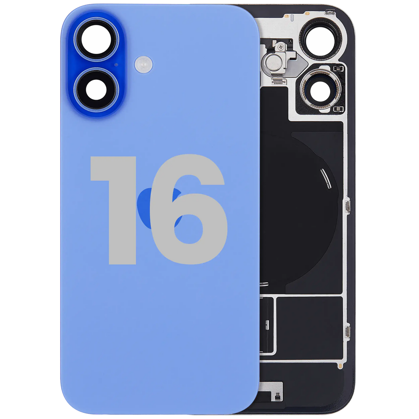 Back Glass w/ MagSafe Magnet & NFC & Flashlight Flex For iPhone 16 (Service Pack) (Ultramarine)