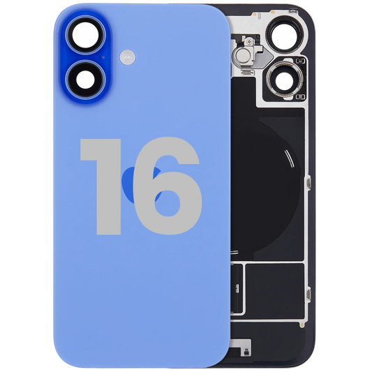 Back Glass w/ MagSafe Magnet & NFC & Flashlight Flex For iPhone 16 (Service Pack) (Ultramarine)