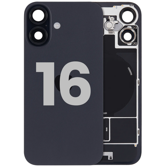 Back Glass w/ MagSafe Magnet & NFC & Flashlight Flex For iPhone 16 (Used OEM Pull: Grade A) (Black)