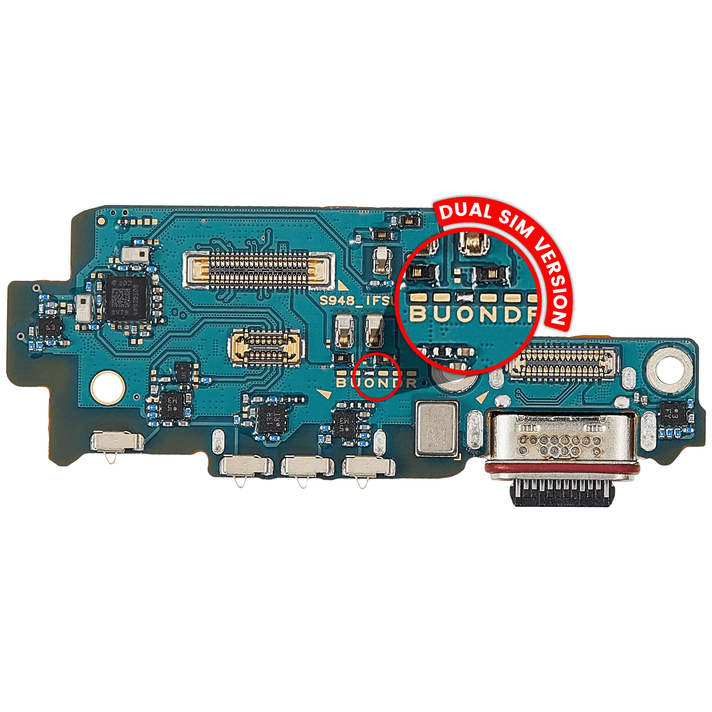 Charging Port Board With Sim Card Reader For Samsung Galaxy S26 Ultra (S948O) (Dual Card Version) (Premium)