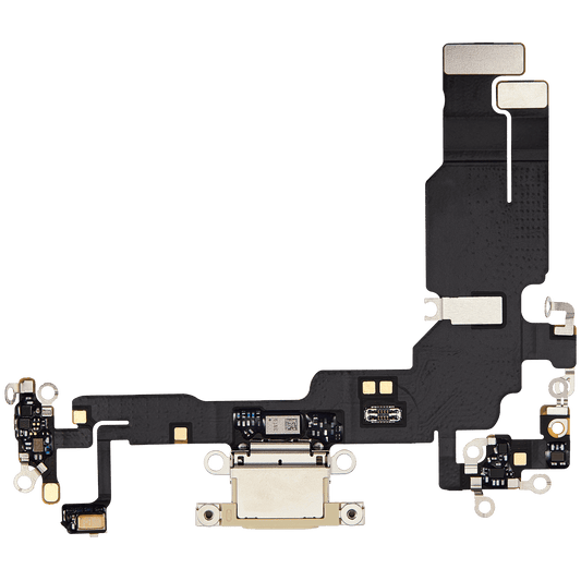 Charging Port Flex Cable For iPhone 15 (Used OEM Pull) (Yellow)