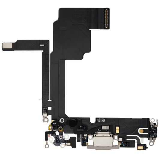 Charging Port Flex Cable For iPhone 15 Pro (Used OEM Pull) (White Titanium)
