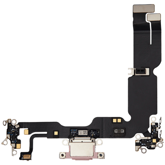 Charging Port Flex Cable For iPhone 15 Plus (Used OEM Pull) (Pink)
