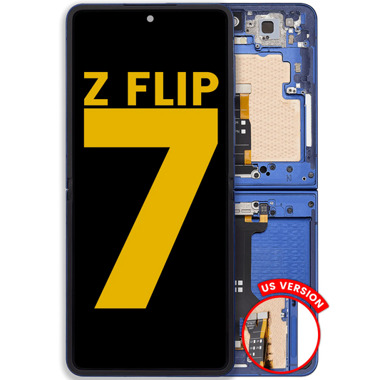 Inner OLED Assembly With Frame For Samsung Galaxy Z Flip 7 5G (US & International) (Refurbished) (Blue Shadow) - Replacement iPhone Parts