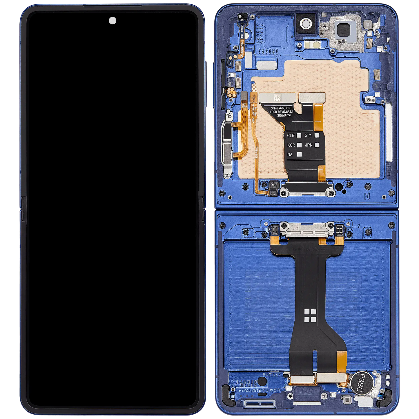 Inner OLED Assembly With Frame For Samsung Galaxy Z Flip 7 5G (US & International) (Refurbished) (Blue Shadow) - Replacement iPhone Parts