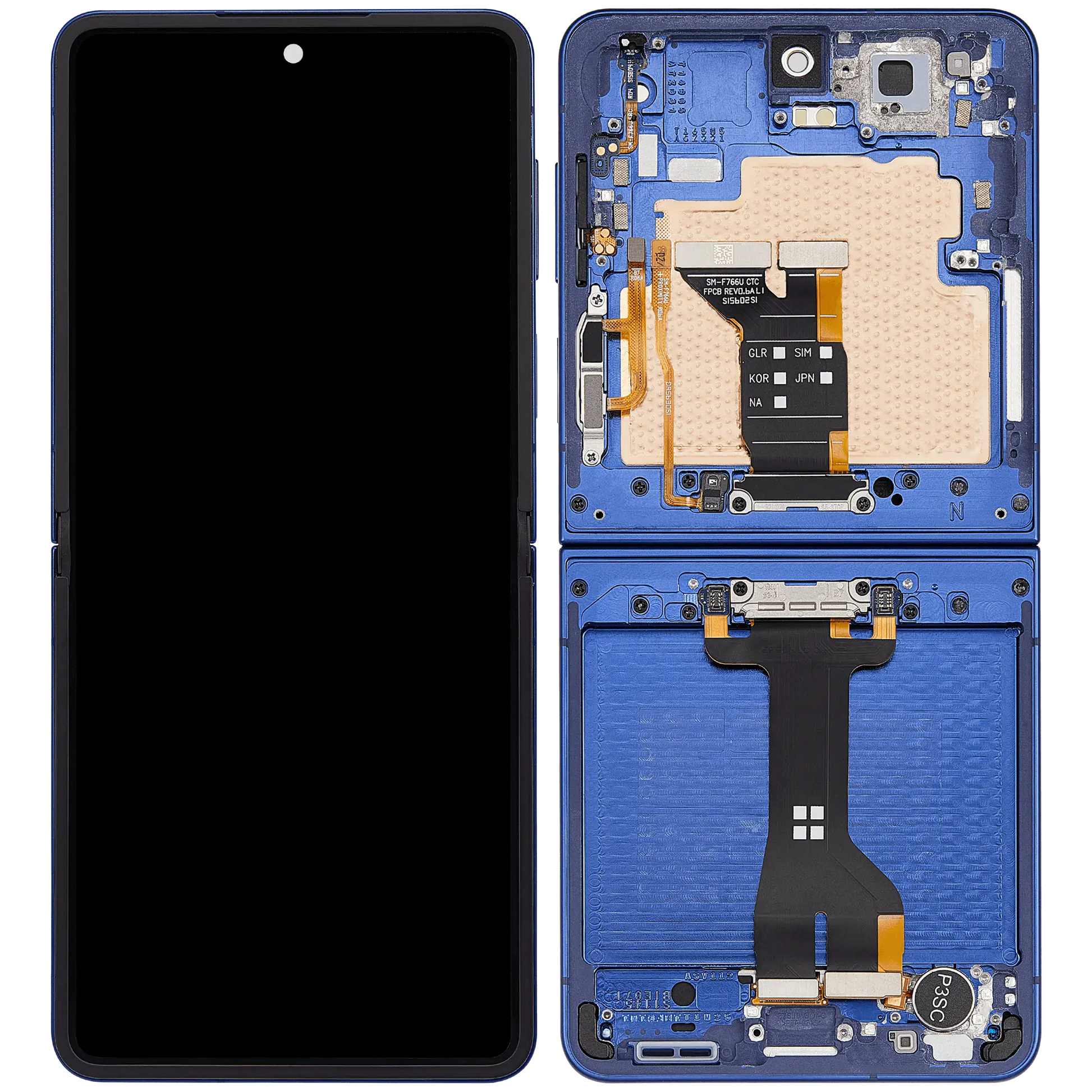 Inner OLED Assembly With Frame For Samsung Galaxy Z Flip 7 5G (US & International) (Refurbished) (Blue Shadow) - Replacement iPhone Parts