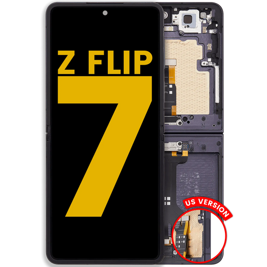 Inner OLED Assembly With Frame For Samsung Galaxy Z Flip 7 5G (US & International) (Refurbished) (Jet Black) - Replacement iPhone Parts