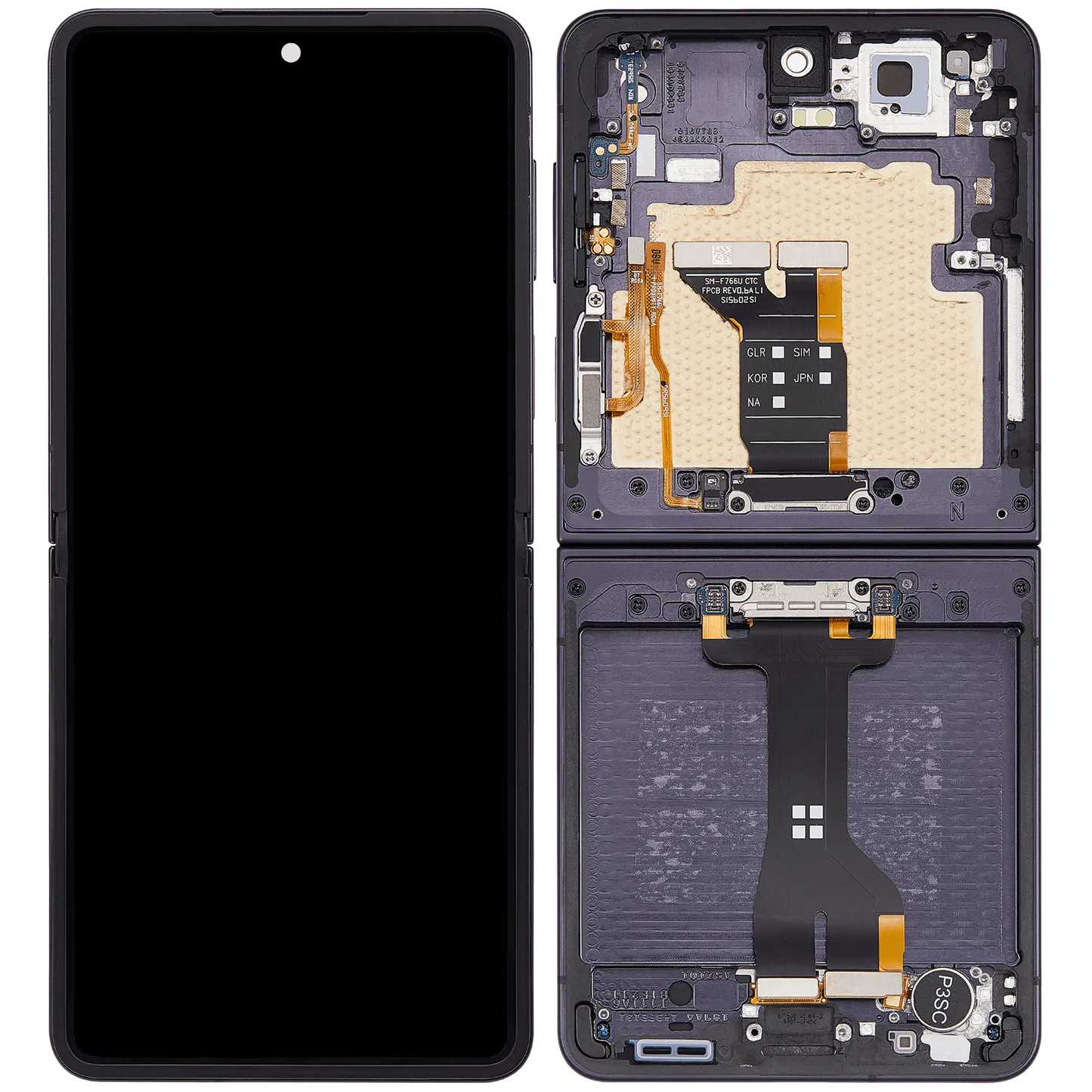 Inner OLED Assembly With Frame For Samsung Galaxy Z Flip 7 5G (US & International) (Refurbished) (Jet Black) - Replacement iPhone Parts