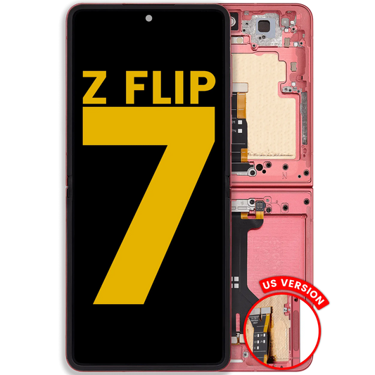 Inner OLED Assembly With Frame For Samsung Galaxy Z Flip 7 5G (US & International) (Refurbished) (Coral Red) - Replacement iPhone Parts