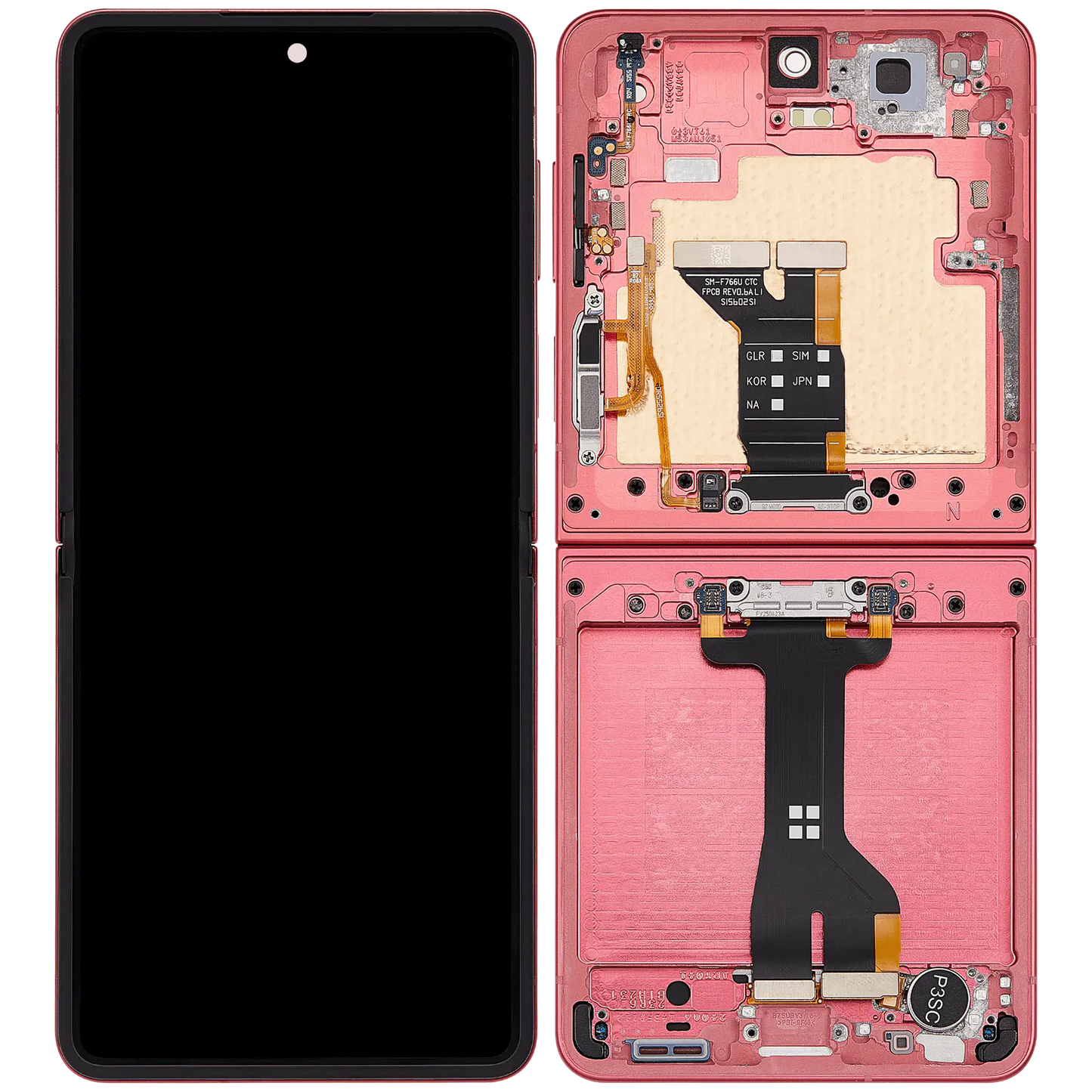 Inner OLED Assembly With Frame For Samsung Galaxy Z Flip 7 5G (US & International) (Refurbished) (Coral Red) - Replacement iPhone Parts