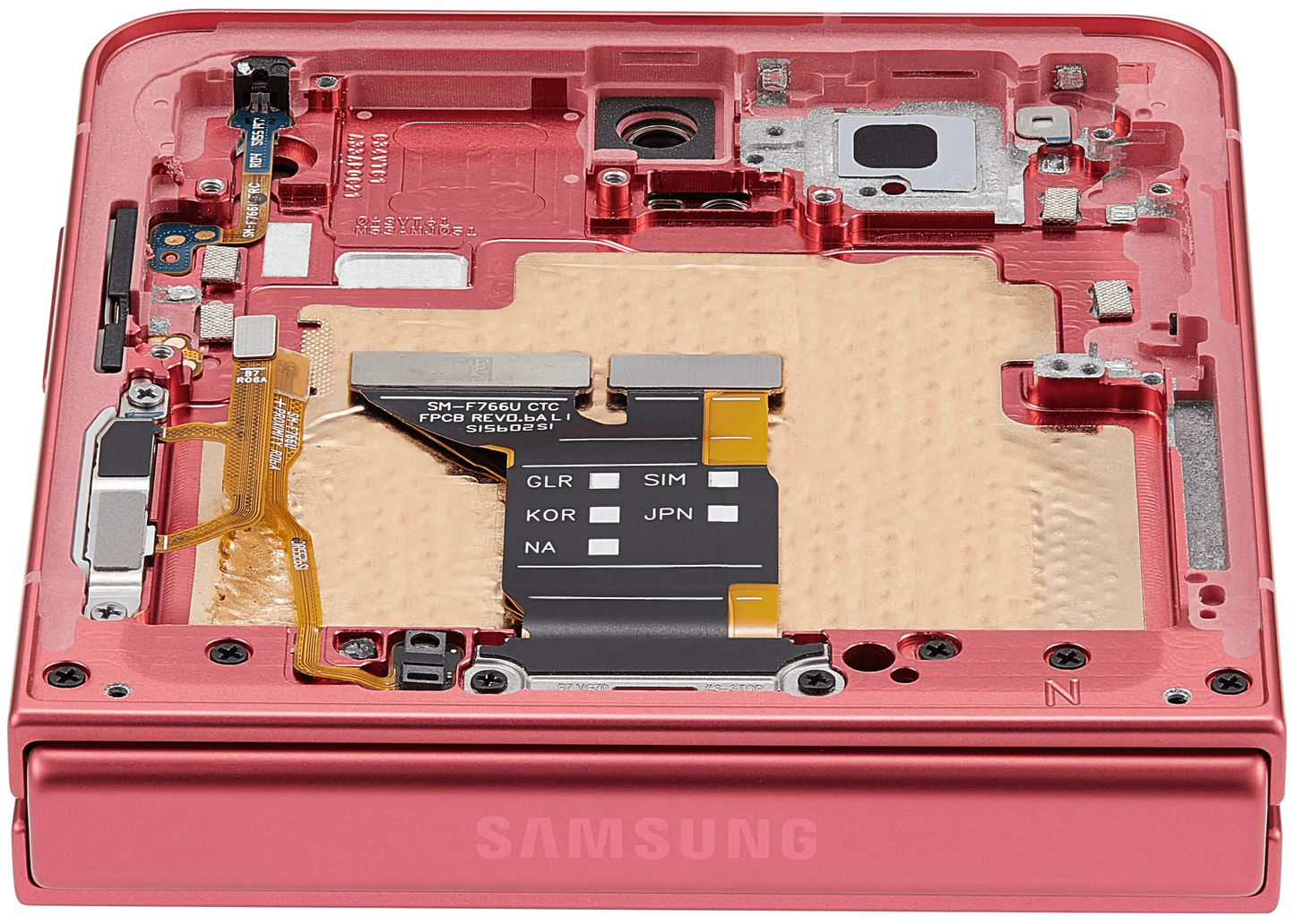 Inner OLED Assembly With Frame For Samsung Galaxy Z Flip 7 5G (US & International) (Refurbished) (Coral Red) - Replacement iPhone Parts