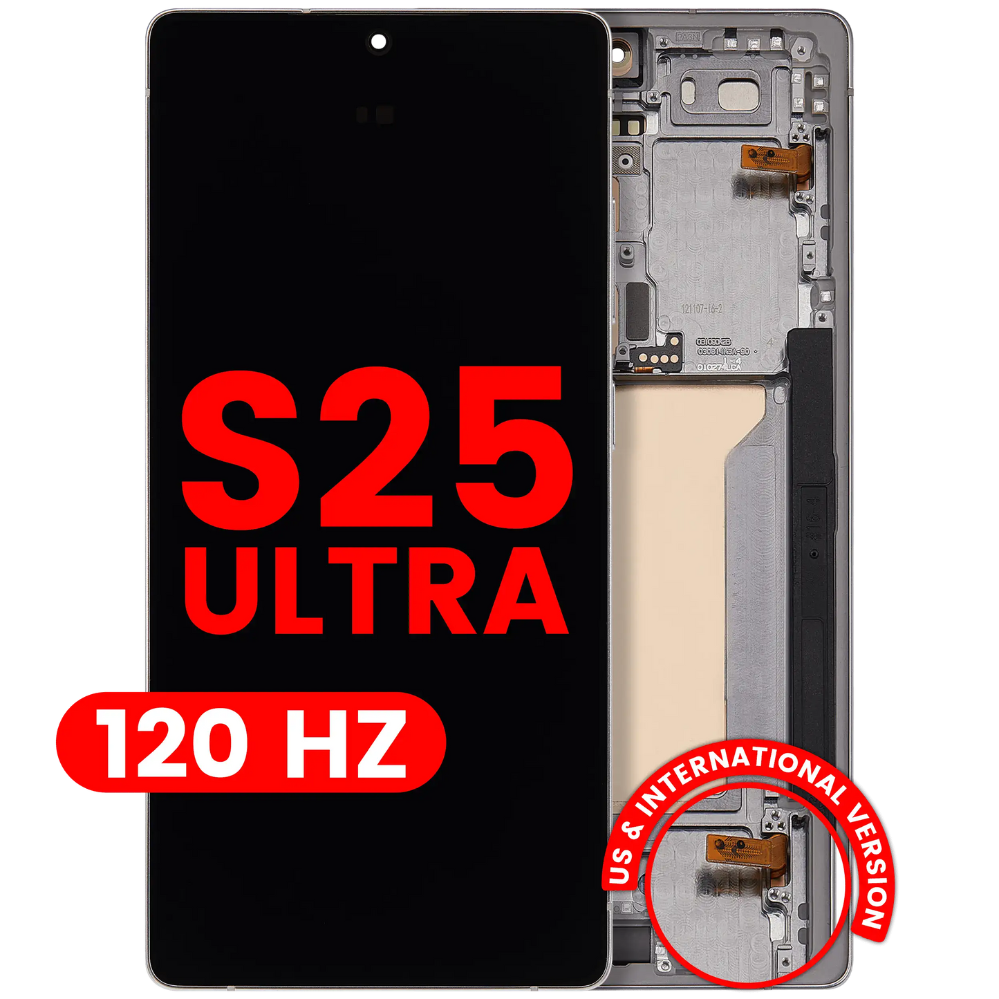 OLED Assembly With Frame For Samsung Galaxy S25 Ultra 5G (US & International) (Aftermarket Plus) (120Hz) (Titanium White Silver)