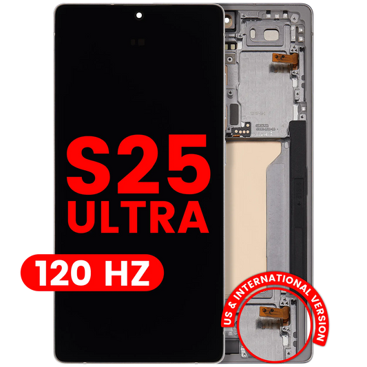 OLED Assembly With Frame For Samsung Galaxy S25 Ultra 5G (US & International) (Aftermarket Plus) (120Hz) (Titanium White Silver)