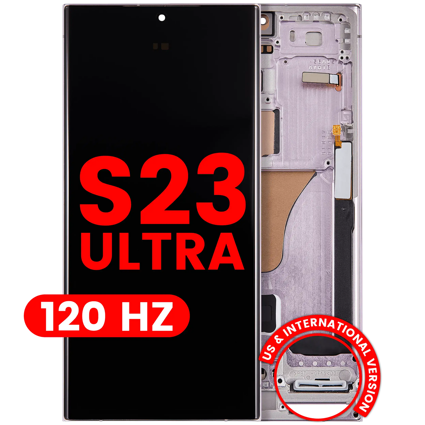 OLED Assembly With Frame For Samsung Galaxy S23 Ultra (US & International) (Aftermarket Plus) (120Hz) (Lavender)